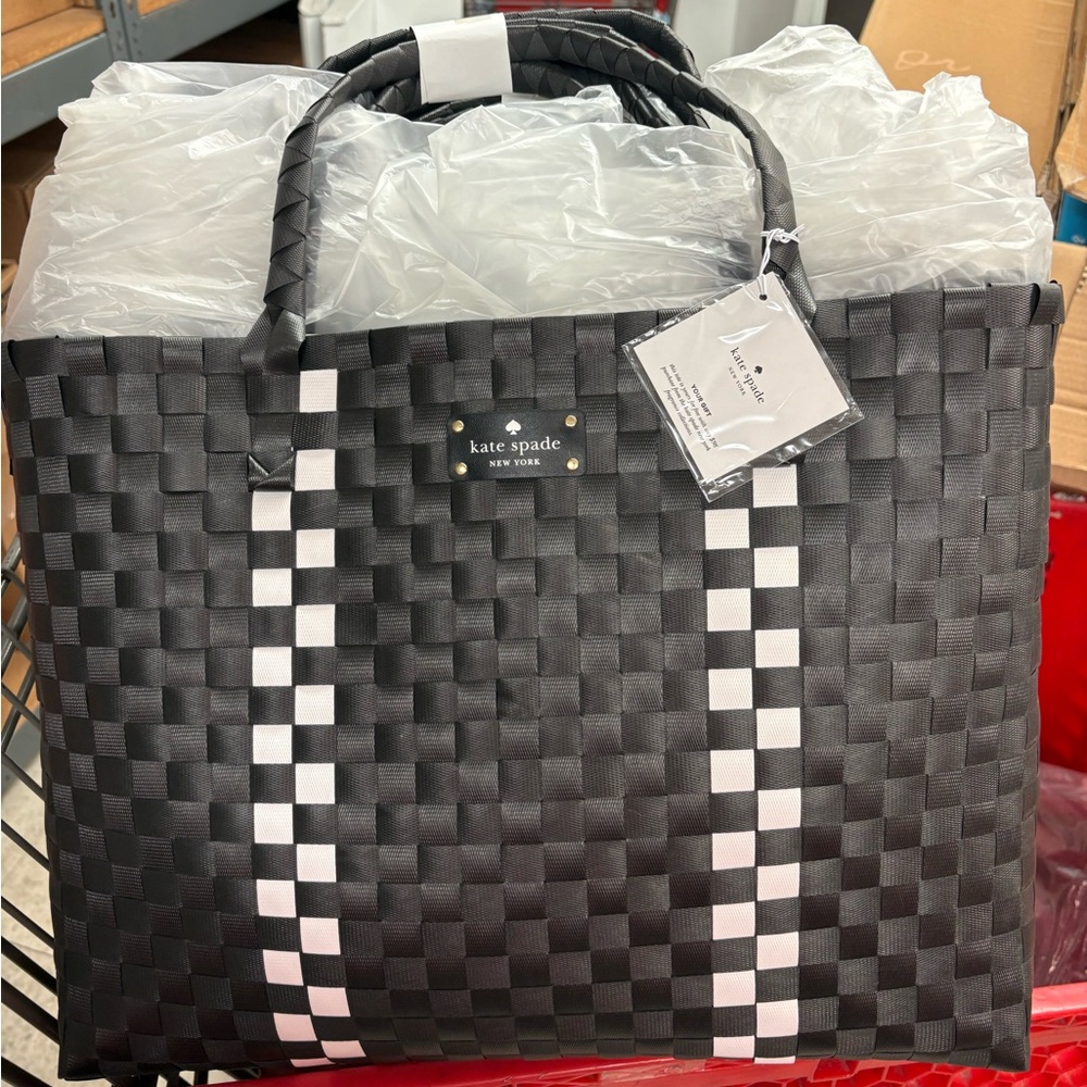 Kate Spade Black and White Checkered Tote